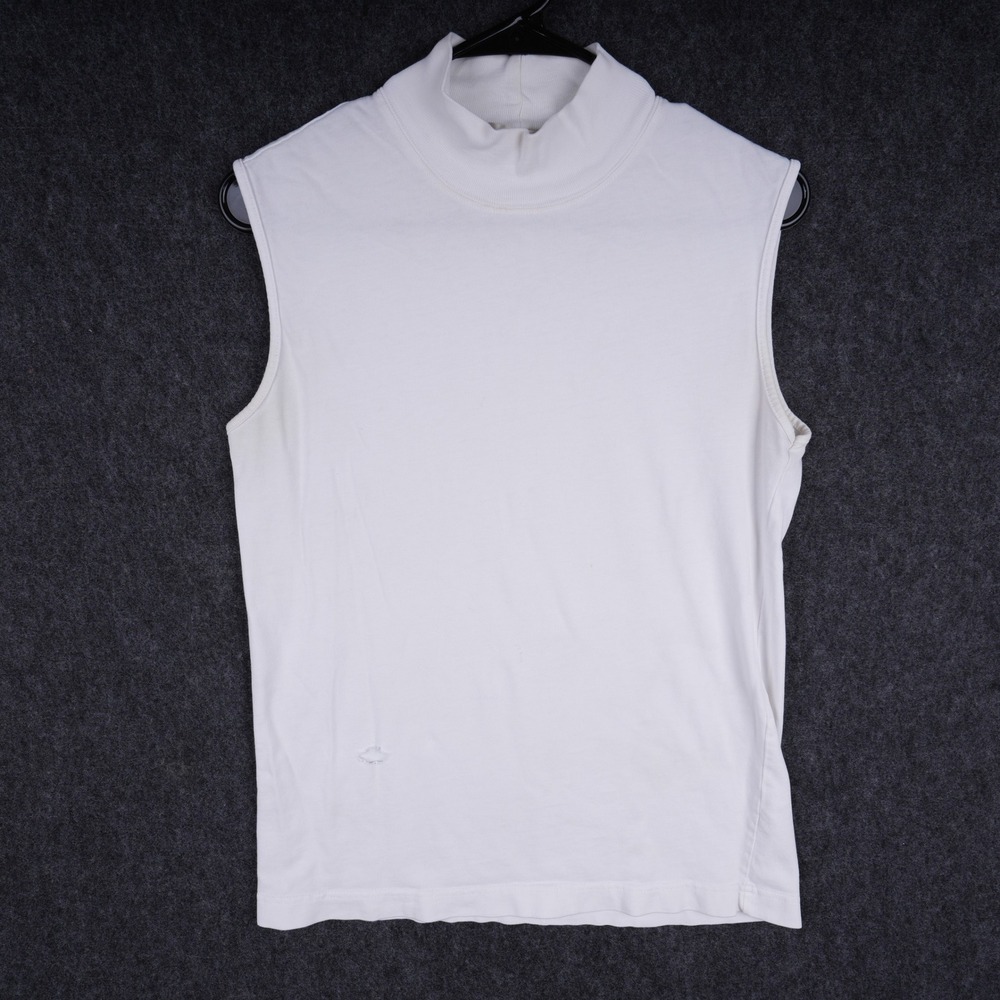 Vintage Abercrombie & Fitch Mock Neck Sleeveless Top Women M White Fair Hole